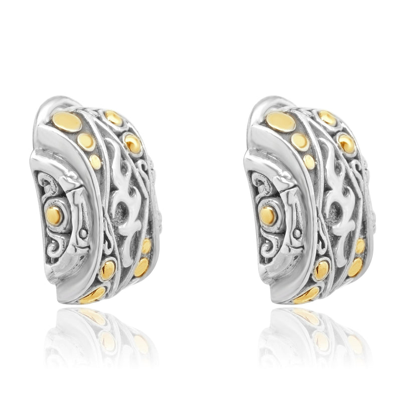 John Hardy Sterling Silver & 18 Karat Yellow Gold Earrings