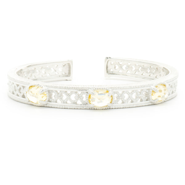 Judith Ripka Sterling Silver Lemon Quartz Cuff Bracelet