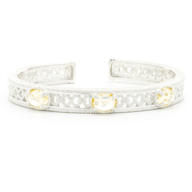 Judith Ripka Sterling Silver Lemon Quartz Cuff Bracelet – The