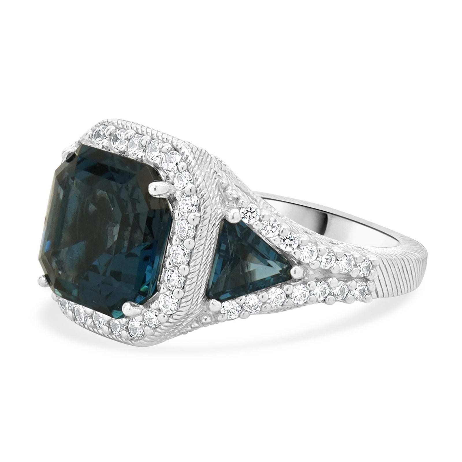 Judith Ripka Sterling Silver London Blue Topaz and CZ Ring โ The
