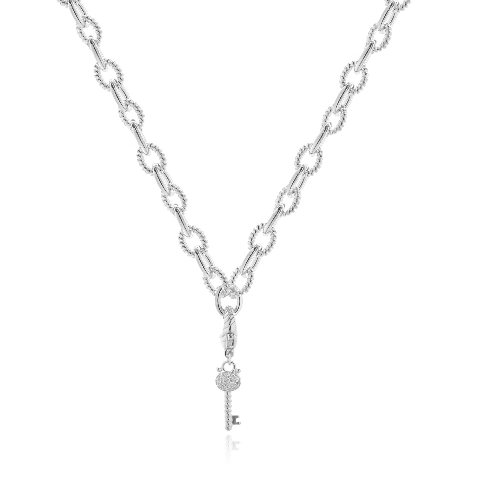 Judith Ripka Sterling Silver Clear Crystal Key to My Heart