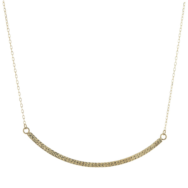 14 Karat Yellow Gold Diamond Cut Smile Necklace