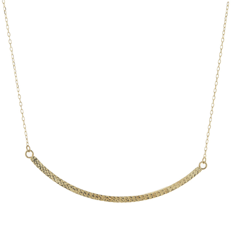 14 Karat Yellow Gold Diamond Cut Smile Necklace