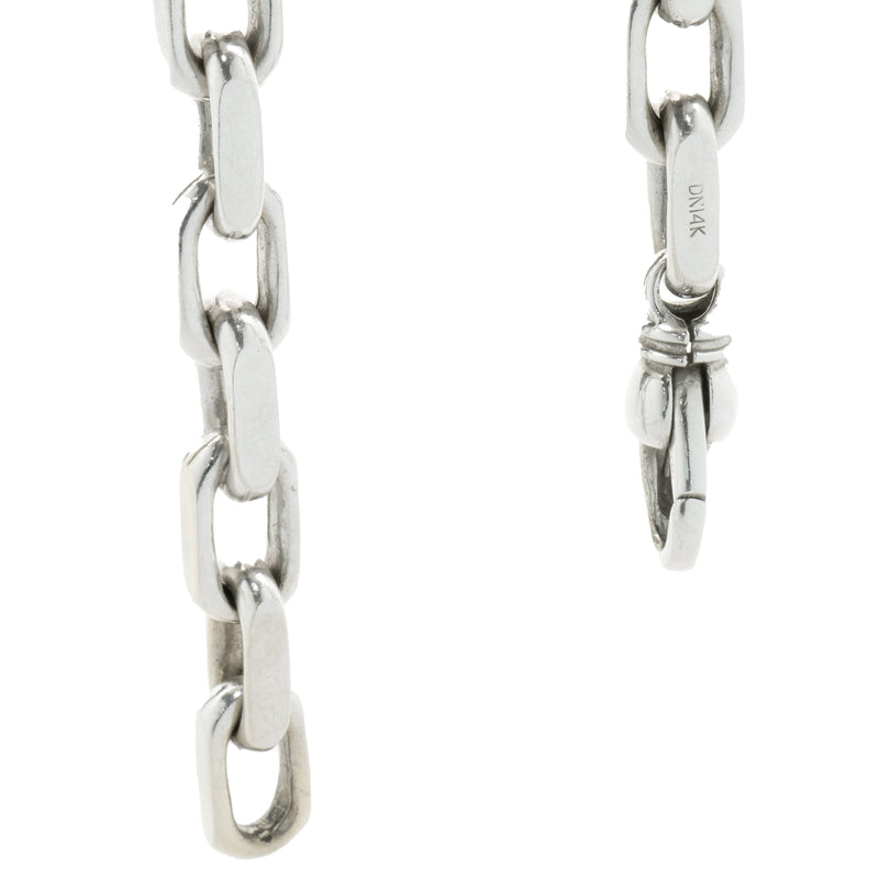 14 Karat White Gold Oval Link Chain Necklace
