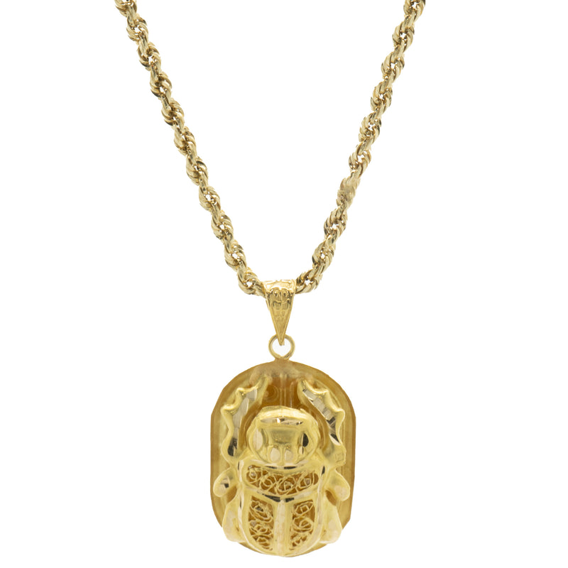 14 Karat Yellow Gold Scarab Necklace