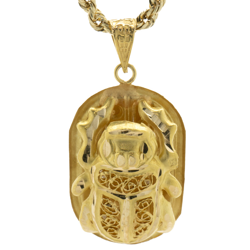14 Karat Yellow Gold Scarab Necklace