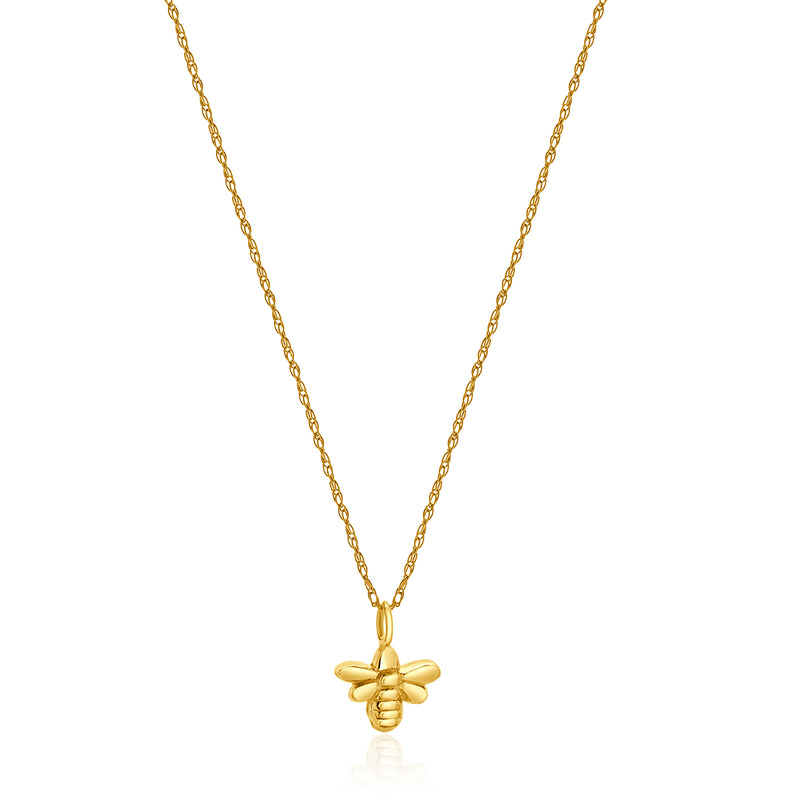 14 Karat Yellow Gold Bee Charm Necklace
