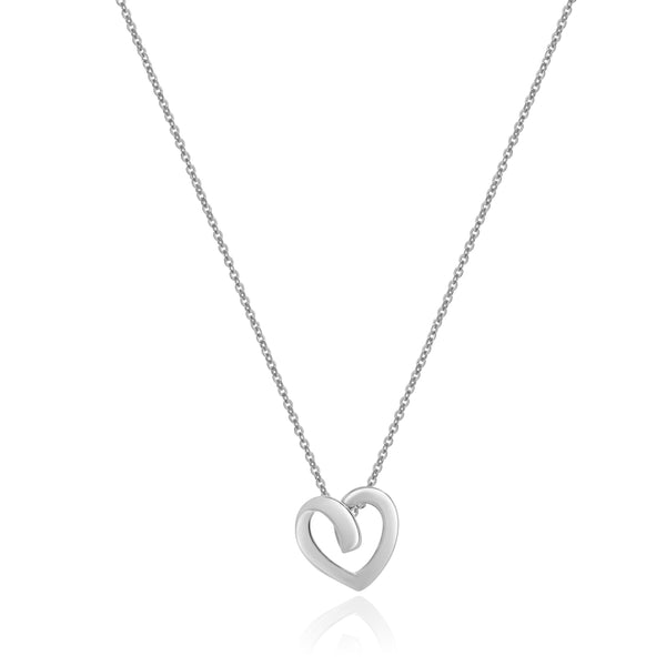 14 Karat White Gold Open Heart Necklace