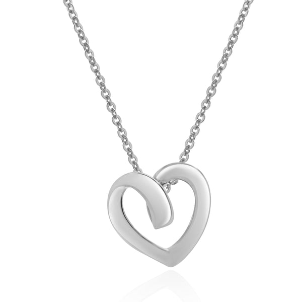 14 Karat White Gold Open Heart Necklace