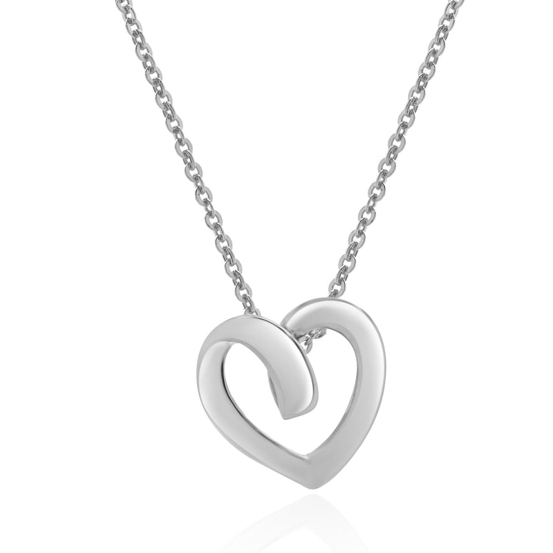 14 Karat White Gold Open Heart Necklace