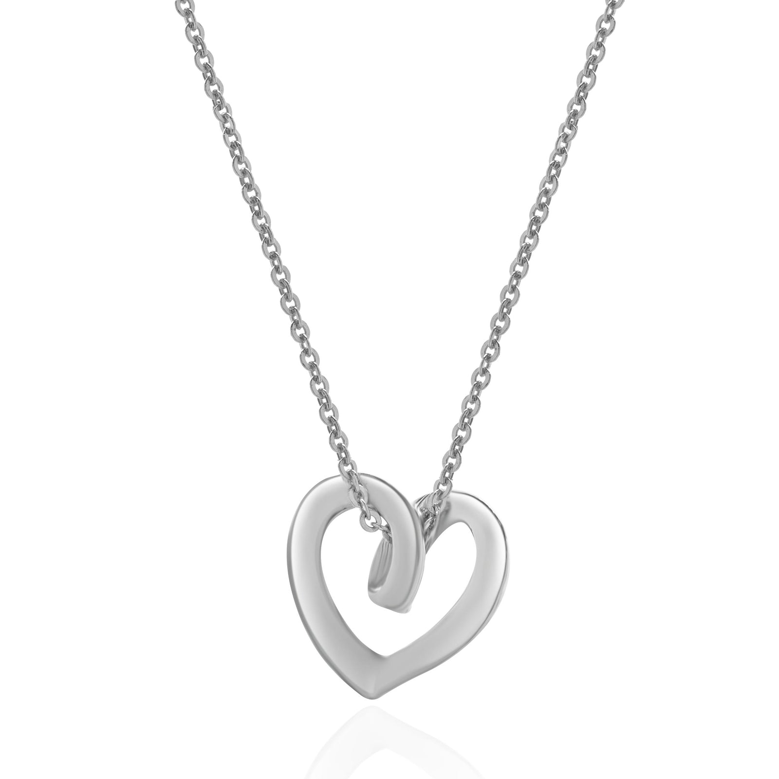 14K White Gold Lifeline Heartbeat Necklace – Open Heart & EKG Pulse Charm Pendant On 22" Rolo Chain