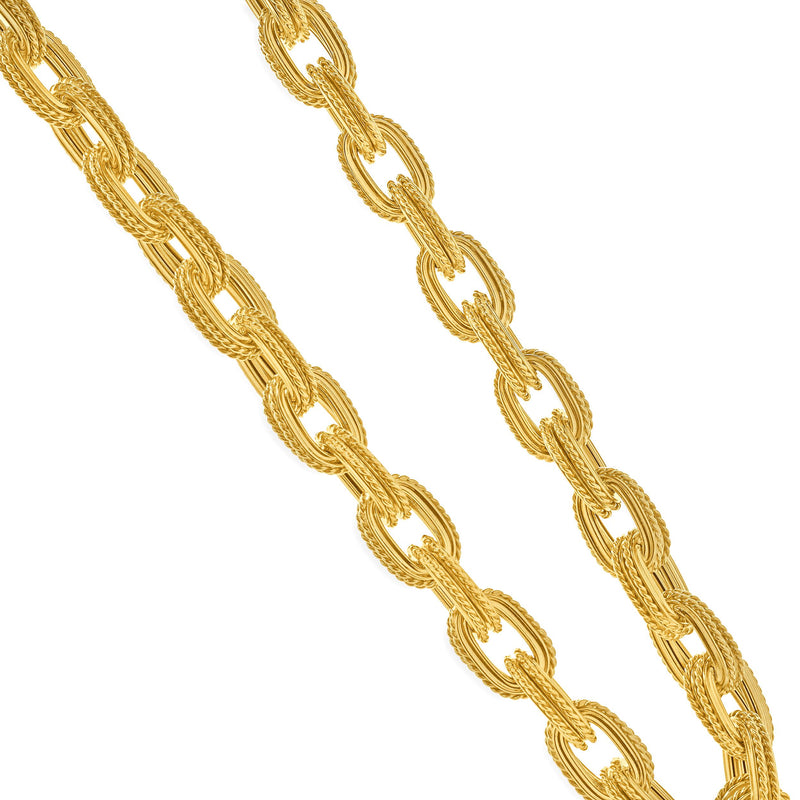 18 Karat Yellow Gold Double Oval Twisted Necklace