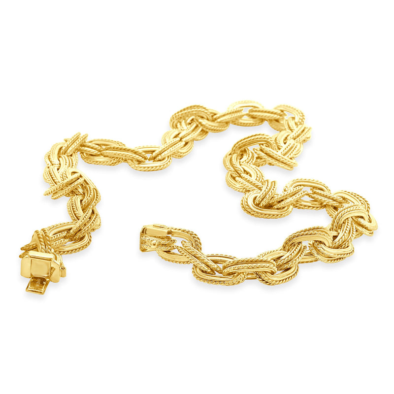 18 Karat Yellow Gold Double Oval Twisted Necklace