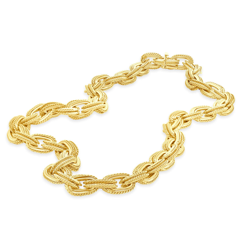 18 Karat Yellow Gold Double Oval Twisted Necklace