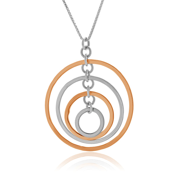 14 Karat Yellow & White Gold Multi Circle Necklace