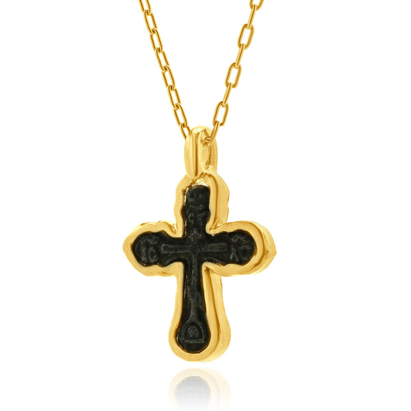 14 Karat Yellow Gold Eastern European Relic Cross Necklace