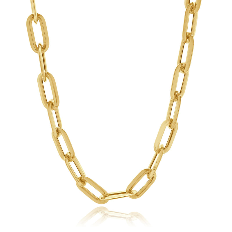 14 Karat Yellow Gold Oval Paperclip Link Necklace