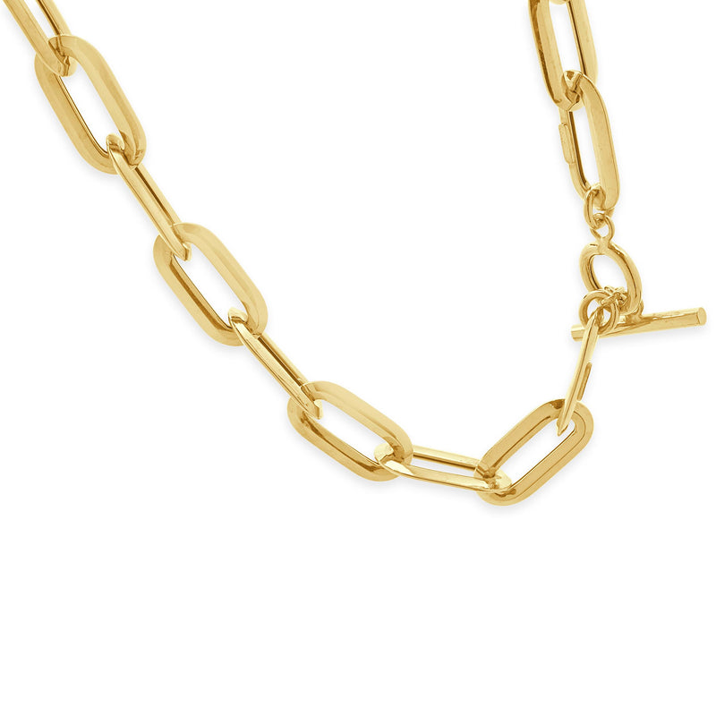 14 Karat Yellow Gold Oval Paperclip Link Necklace