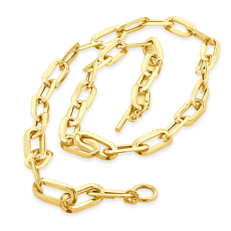 14 Karat Yellow Gold Oval Paperclip Link Necklace