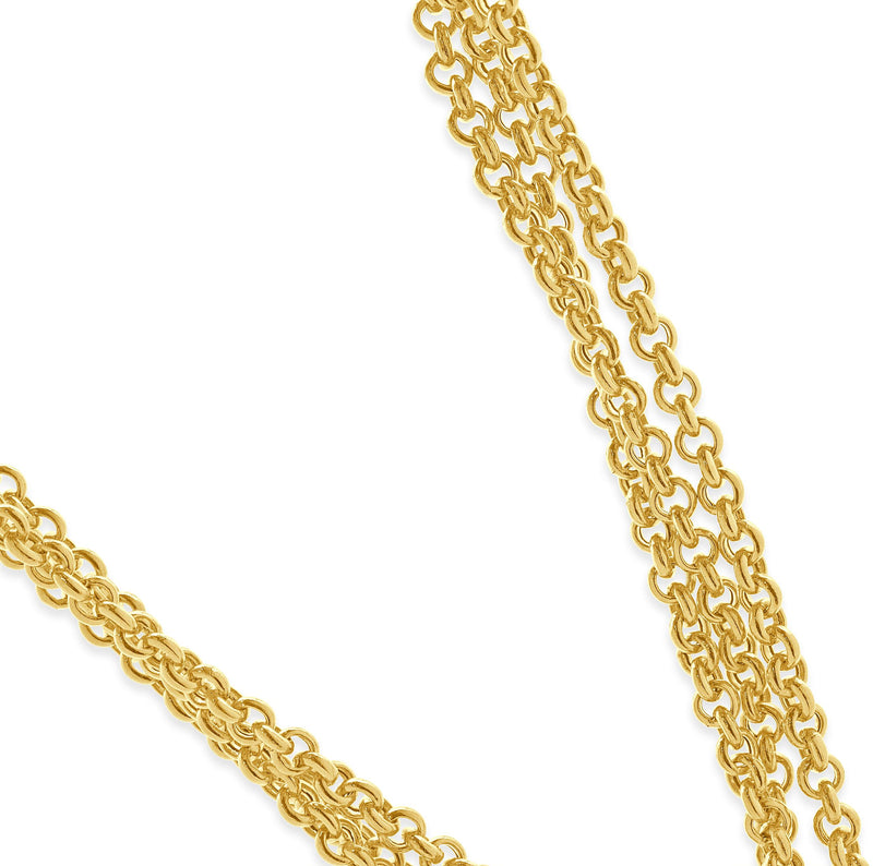 18 Karat Yellow Gold Three Strand Open Heart Necklace