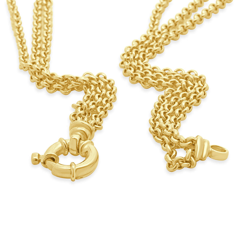 18 Karat Yellow Gold Three Strand Open Heart Necklace