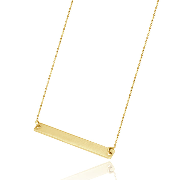 14 Karat Yellow Gold ID Bar Necklace