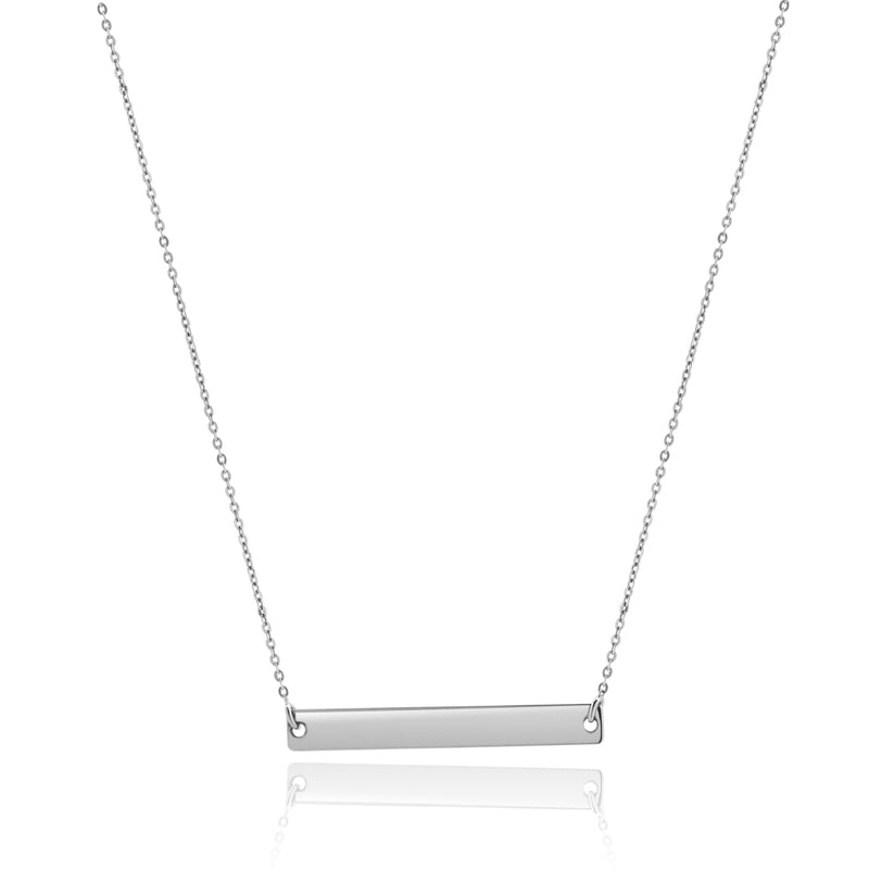 14 Karat White Gold Horizontal Bar Necklace
