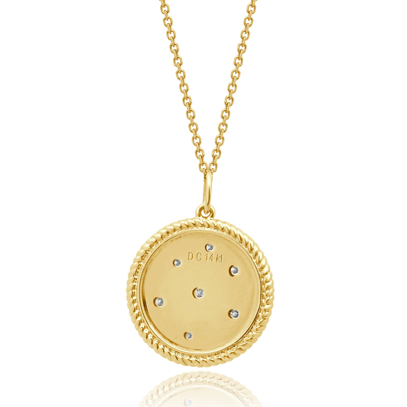 14 Karat Yellow Gold Diamond Starburst Pendant Necklace