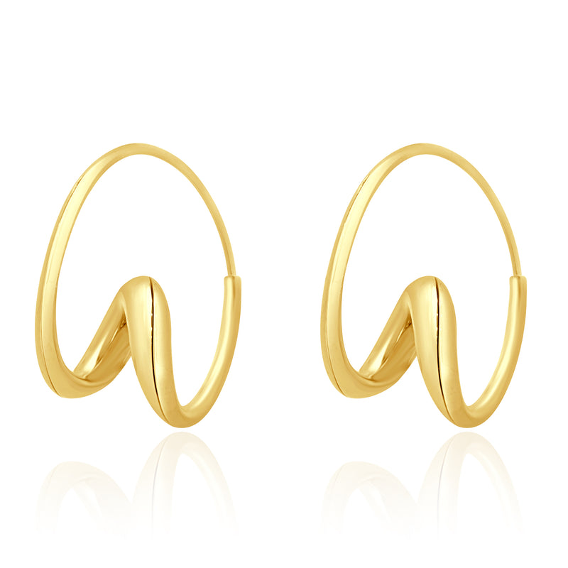 18 Karat Yellow Gold Swirl Hoop Earrings