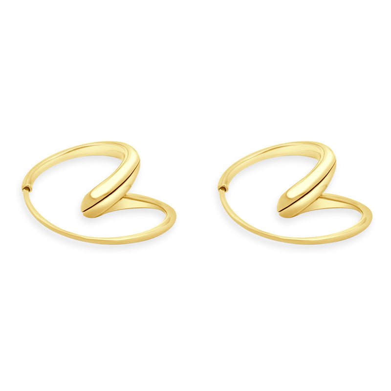 18 Karat Yellow Gold Swirl Hoop Earrings
