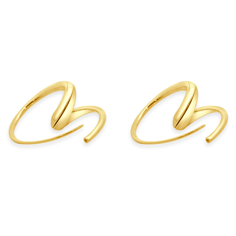 18 Karat Yellow Gold Swirl Hoop Earrings