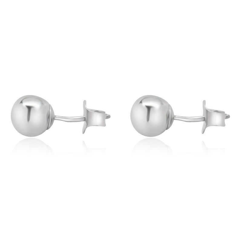 14 Karat White Gold Ball Stud Earrings