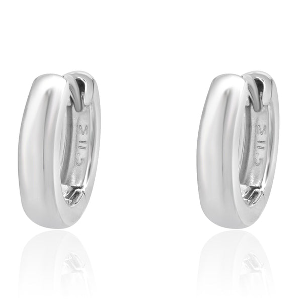 14 Karat White Gold 11mm Huggie Earrings