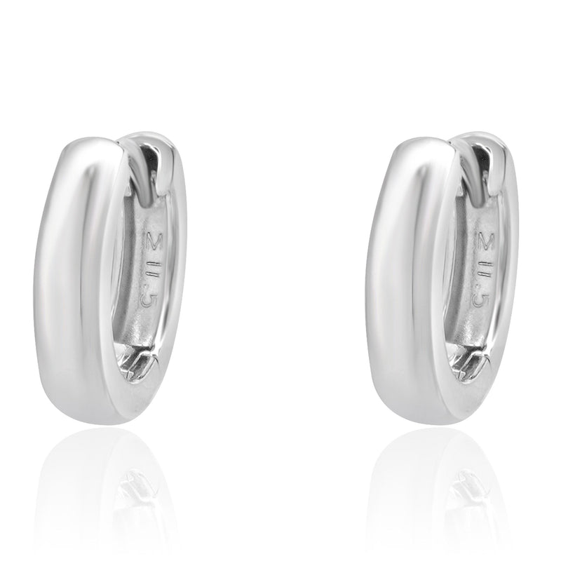 14 Karat White Gold 11mm Huggie Earrings