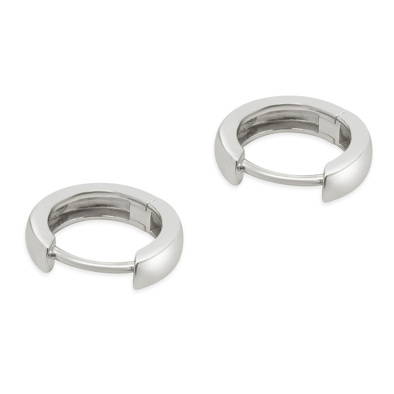 14 Karat White Gold 11mm Huggie Earrings