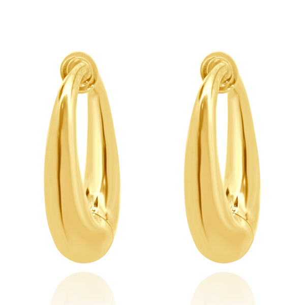 14 Karat Yellow Gold Non Pierced Spring Loaded Hoop Earrings