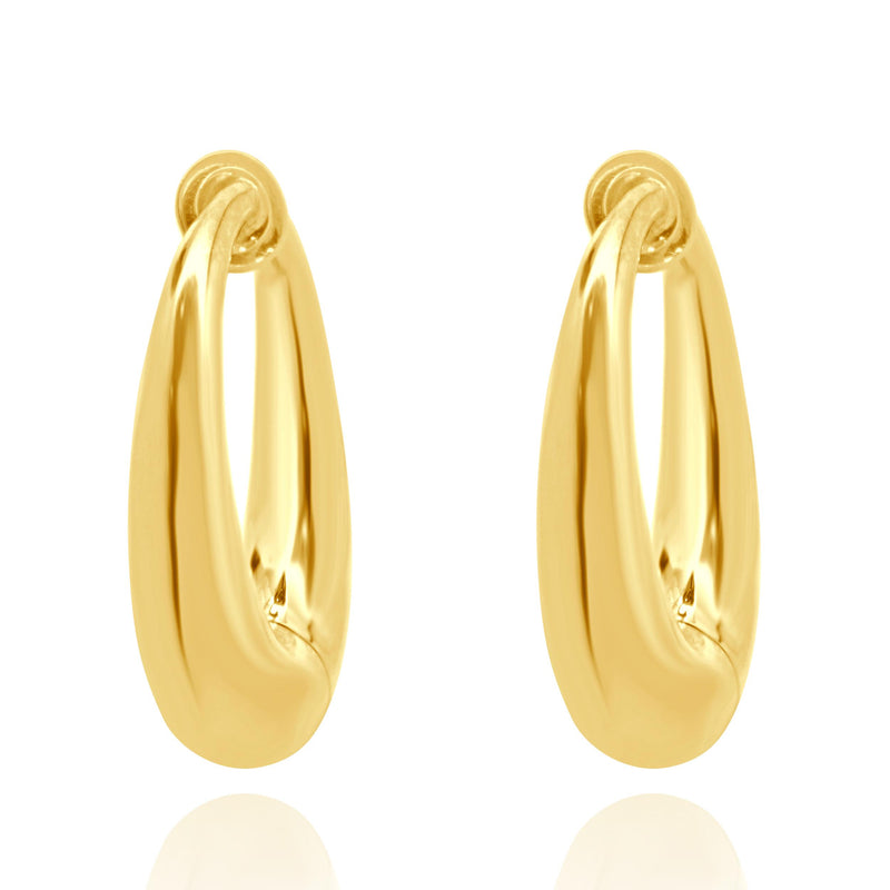 14 Karat Yellow Gold Non Pierced Spring Loaded Hoop Earrings