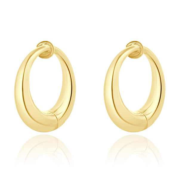 14 Karat Yellow Gold Non Pierced Spring Loaded Hoop Earrings