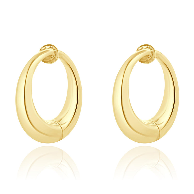 14 Karat Yellow Gold Non Pierced Spring Loaded Hoop Earrings
