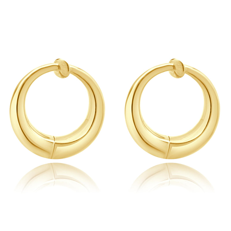 14 Karat Yellow Gold Non Pierced Spring Loaded Hoop Earrings