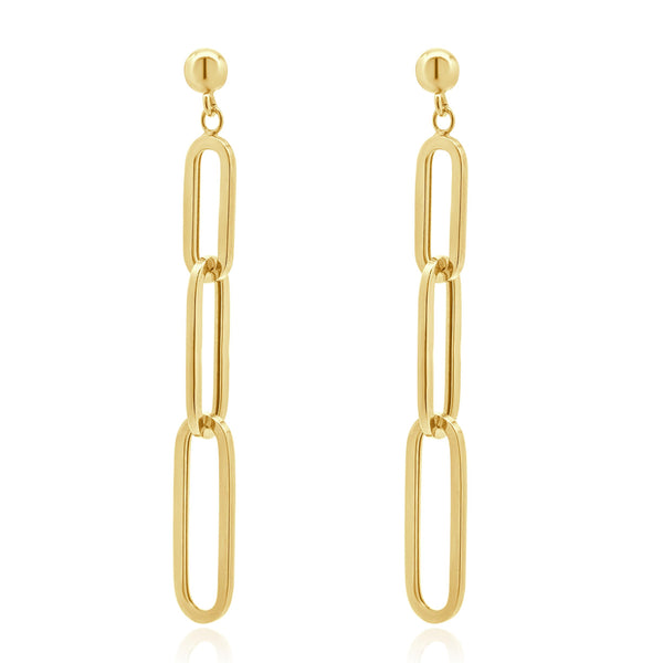 14 Karat Yellow Gold Paperclip Drop Earrings