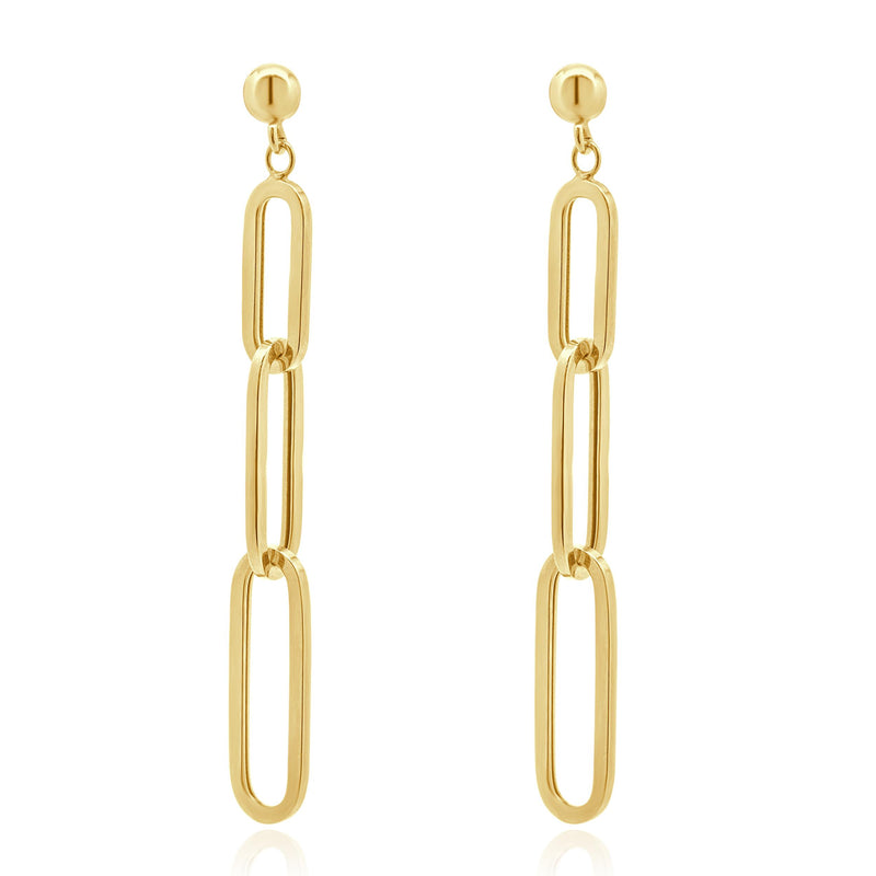 14 Karat Yellow Gold Paperclip Drop Earrings