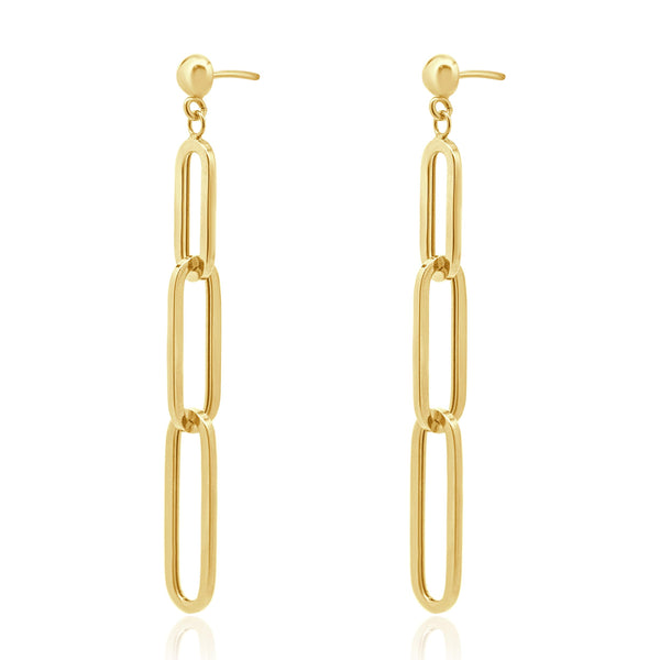14 Karat Yellow Gold Paperclip Drop Earrings