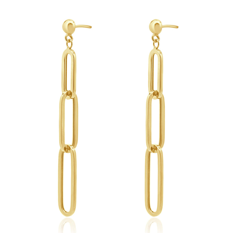 14 Karat Yellow Gold Paperclip Drop Earrings