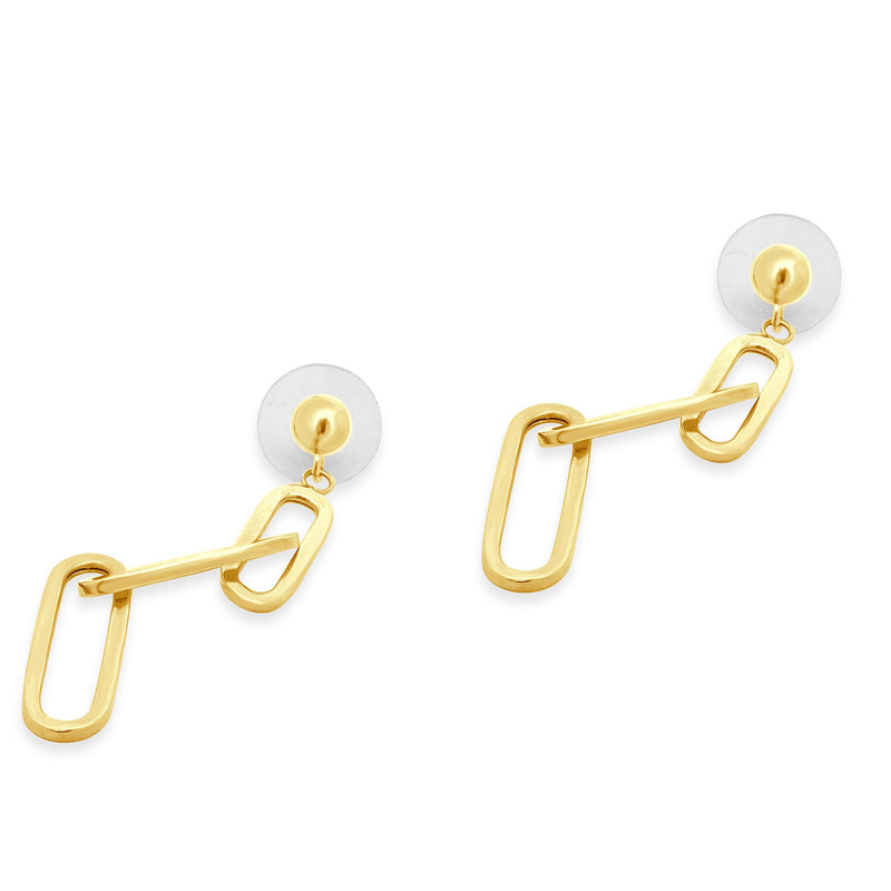 14 Karat Yellow Gold Paperclip Drop Earrings