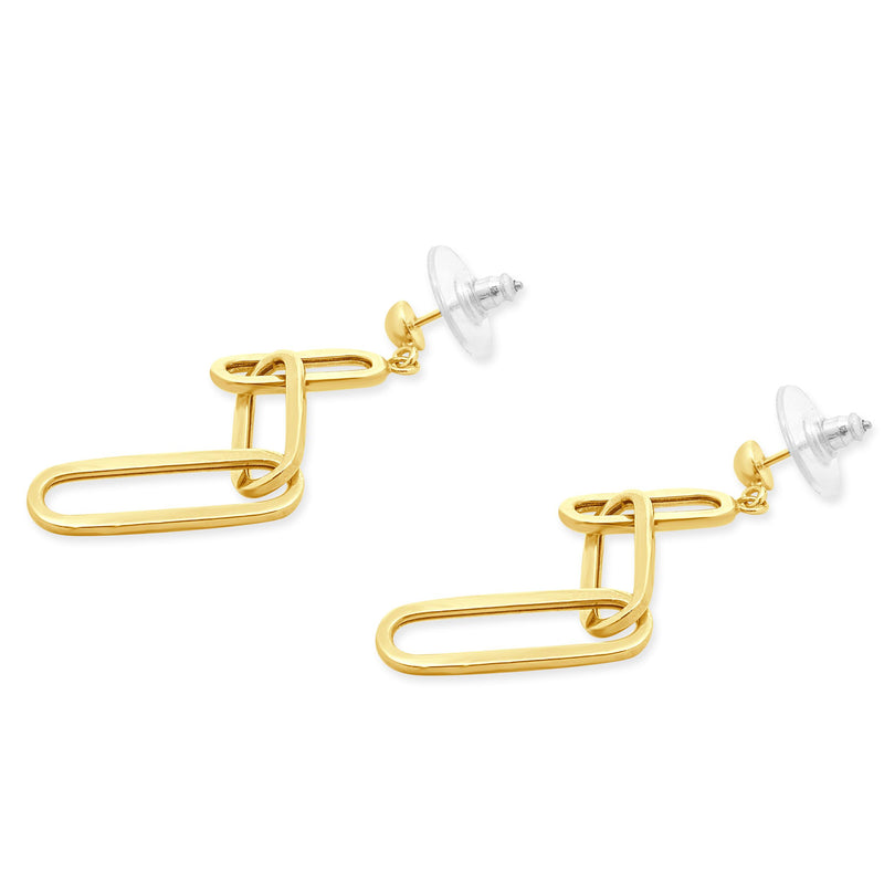 14 Karat Yellow Gold Paperclip Drop Earrings