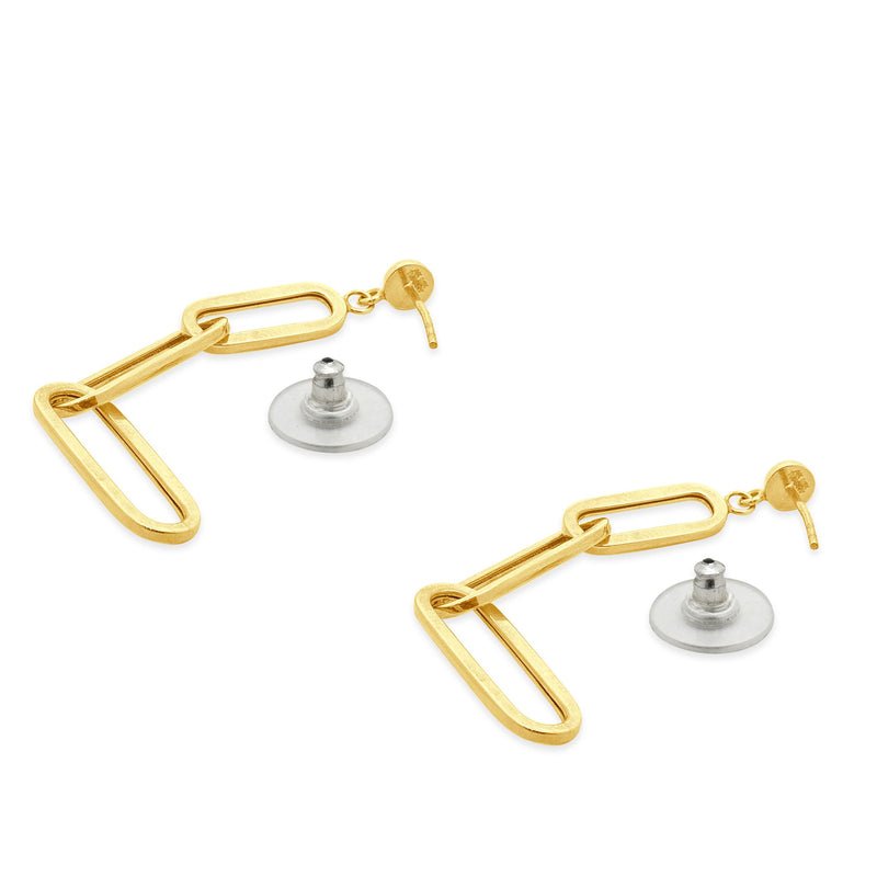 14 Karat Yellow Gold Paperclip Drop Earrings