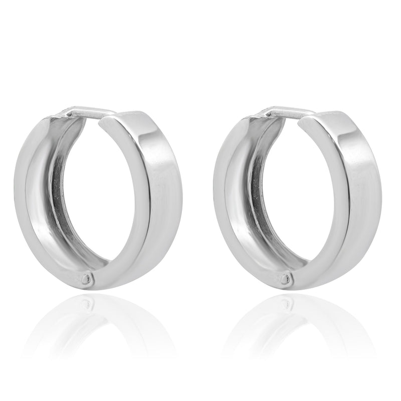14 Karat White Gold Diamond Cut Hoop Earrings