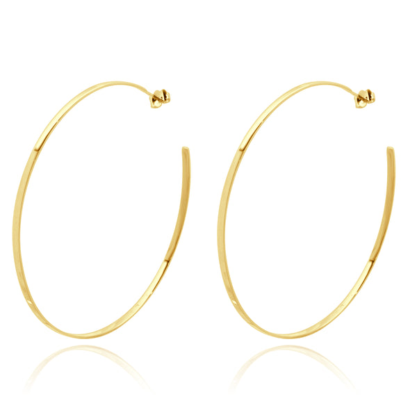 14 Karat Yellow Gold Large Sunrise Hoop Earrings