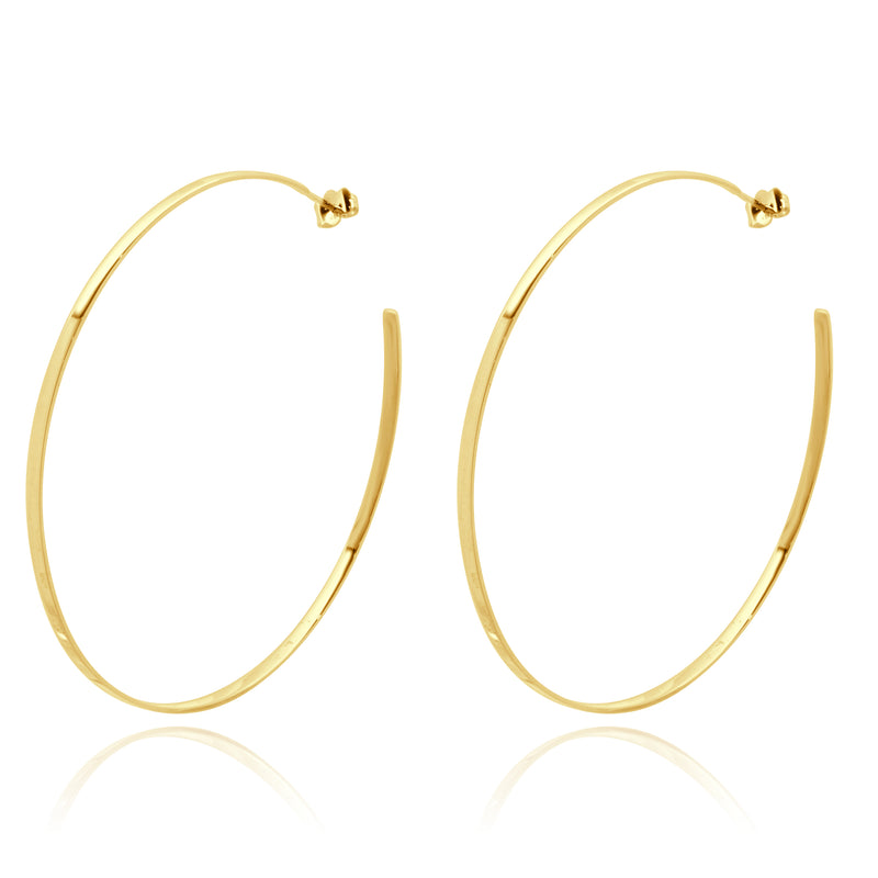 14 Karat Yellow Gold Large Sunrise Hoop Earrings